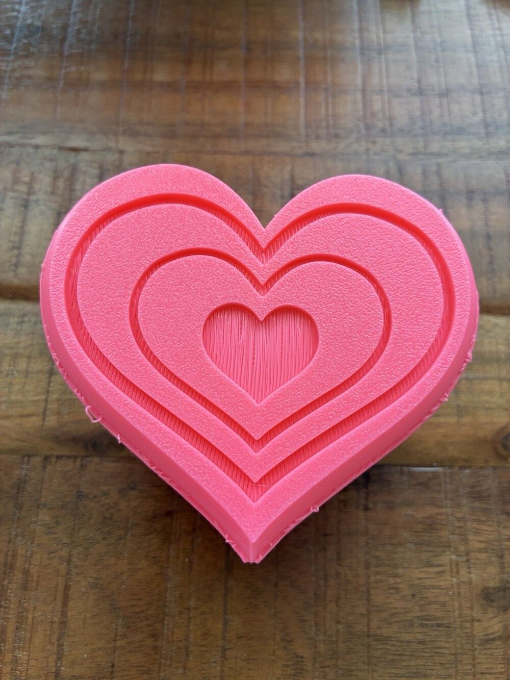 3D Printed Heart Gift Box Hinged Trinket Keepsake Box Pink